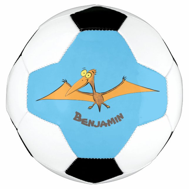 Funny cute orange flying pterodactyl cartoon football (Front)