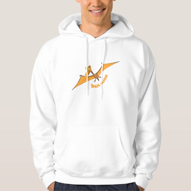 Funny cute orange flying pterodactyl cartoon hoodie (Front)