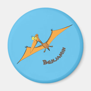 Funny cute orange flying pterodactyl cartoon magnet
