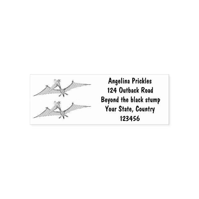 Funny cute orange flying pterodactyl cartoon self-inking stamp (Design)