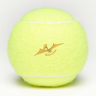 Funny cute orange flying pterodactyl cartoon tennis balls