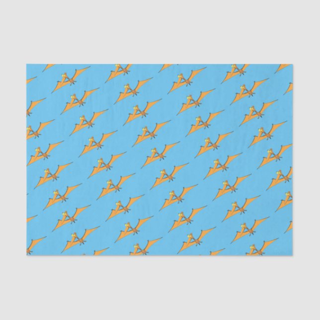 Funny cute orange flying pterodactyl cartoon tissue paper (Front)