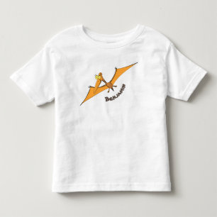 Funny cute orange flying pterodactyl cartoon toddler T-Shirt