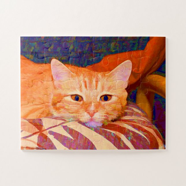 Funny Cute Orange Tabby Cat Jigsaw Puzzle (Horizontal)