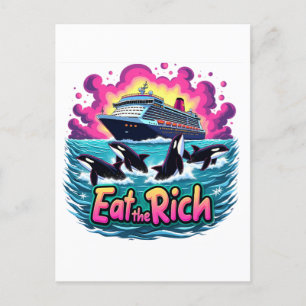Funny Cute Orca Whale Eat The Rich Holiday Postcard