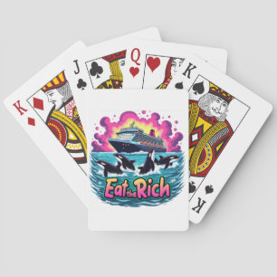Funny Cute Orca Whale Eat The Rich  Playing Cards