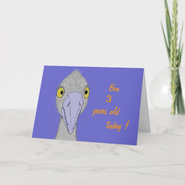 Funny, cute Ostrich. Add year, name Birthday card (Front)