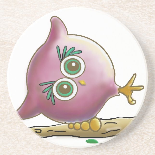 Funny Cute Owl Picture Coaster (Front)