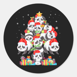 Funny Cute Panda Christmas Tree Pet Panda Lover Classic Round Sticker