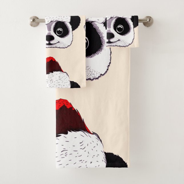 funny cute panda in Christmas Bath Towel Set (Insitu)