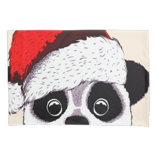 funny cute panda in Christmas Pillowcase