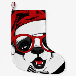 funny cute panda in Christmas Small Christmas Stocking