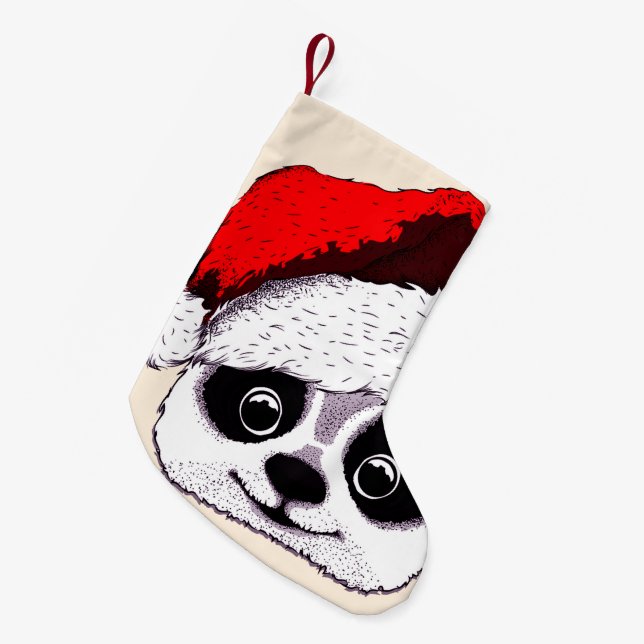 funny cute panda in Christmas Small Christmas Stocking (Front (Hanging))