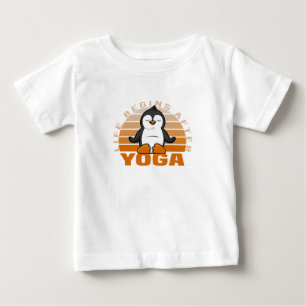 Funny cute penguin doing yoga. funny yoga poses baby T-Shirt
