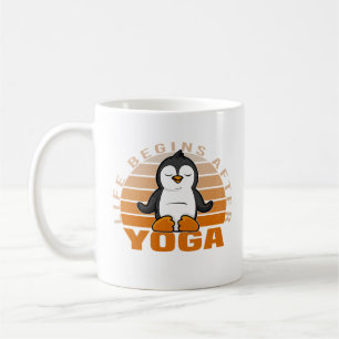 Funny cute penguin doing yoga. funny yoga poses coffee mug