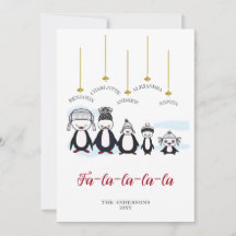 Funny Cute Penguin Drawing Simple Family Christmas