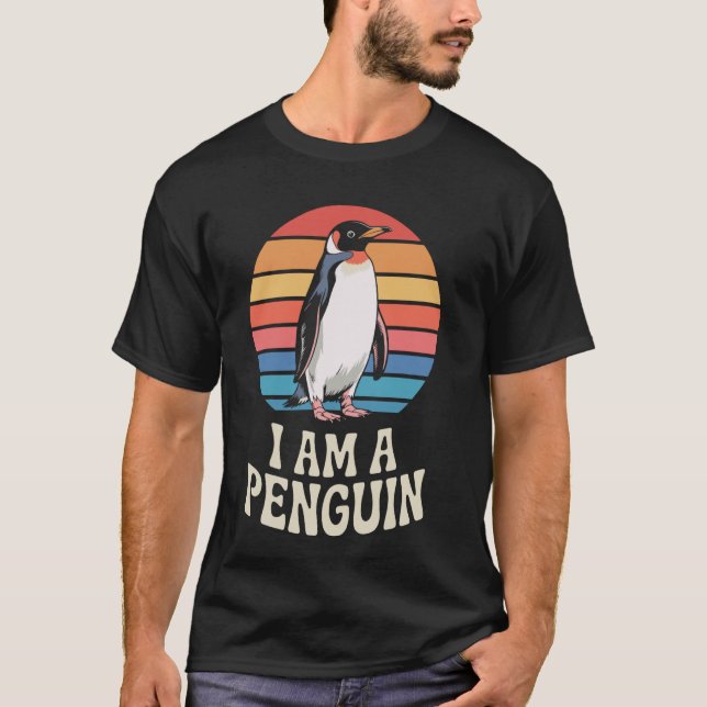 Funny Cute Penguin Graphic Design T-Shirt (Front)