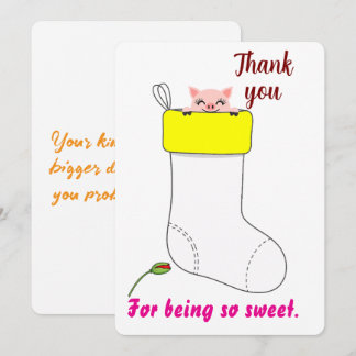 Funny Cute Pig Thank You Card