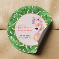 Funny cute pink flamingo baby shower blush