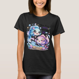 Funny Cute Pisces Two Fish Big Eyes Kawaii Zodiac T-Shirt