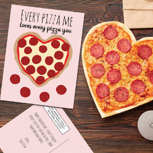 Funny Cute Pizza Heart Valentine's Day Greeting Holiday Postcard