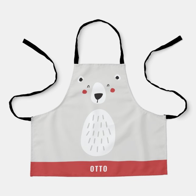 Funny cute polar bear personalised children's apron (Front)
