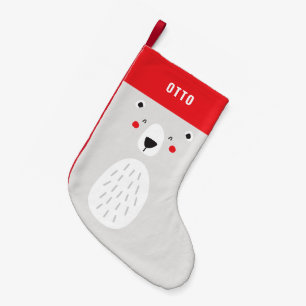 Funny cute polar bear personalised children's small christmas stocking