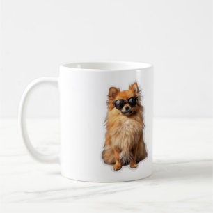 Funny Cute Pomeranian Dog Wearing Sunglasses Coffee Mug