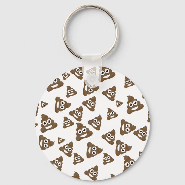 Funny Cute Poop Emoji Pattern Key Ring (Front)