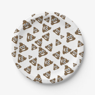 Funny Cute Poop Emoji Pattern Paper Plate