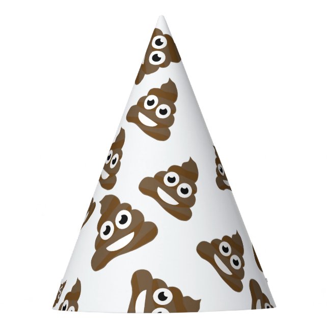 Funny Cute Poop Emoji Pattern Party Hat (Front)