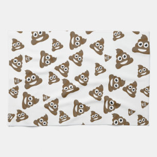 Funny Cute Poop Emoji Pattern Tea Towel