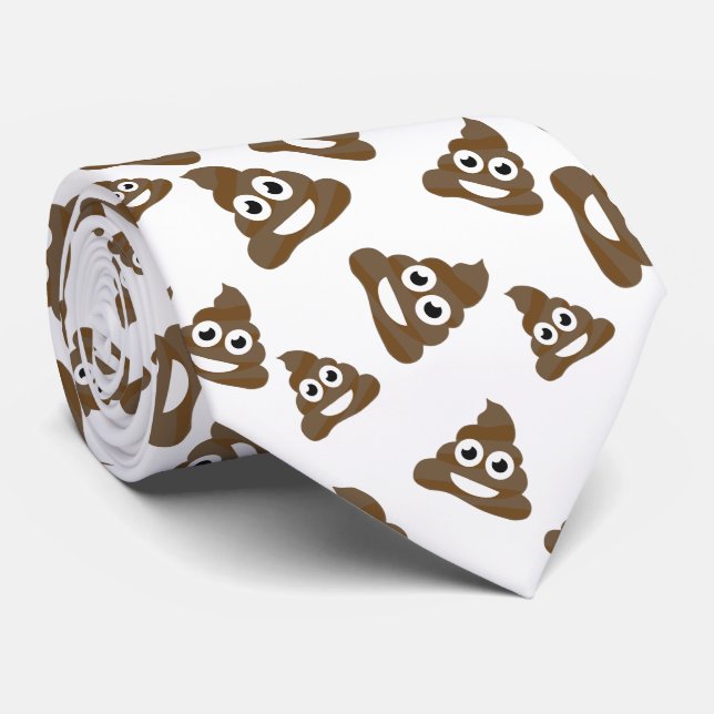 Funny Cute Poop Emoji Pattern Tie (Rolled)