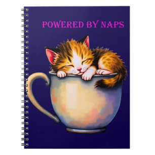 Funny Cute "Powered by Naps" Kitten  Notebook
