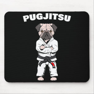 Funny Cute Pug Jiu Jitsu Black Belt Bjj Jiujitsu Mouse Mat