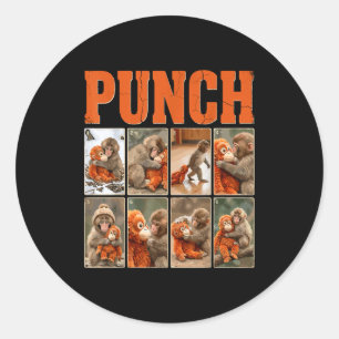 Funny cute punch monkey macaque meme japanese classic round sticker