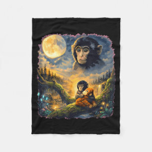 Funny cute punch monkey macaque meme japanese fleece blanket