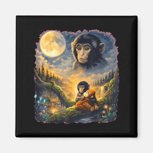 Funny cute punch monkey macaque meme japanese  magnet (Front)