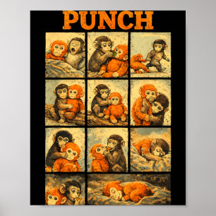 Funny cute punch monkey macaque meme japanese poster