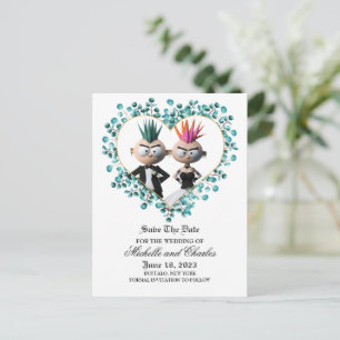 Funny Cute Punk Wedding Postcard