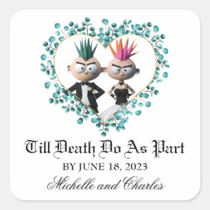 Funny Cute Punk Wedding Square Sticker