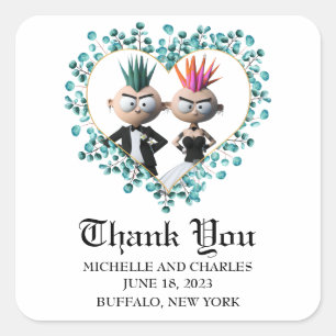 Funny Cute Punk Wedding Square Sticker