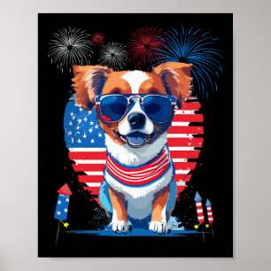 Funny Cute Puppy Dog Lover Celebrate 4th Of July D Poster