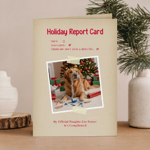 Funny Cute Puppy Photo Dog Merry Christmas Holiday Card