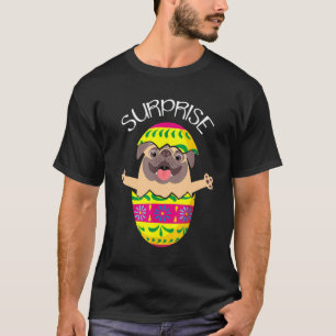 Funny Cute Puppy Pug Hatches Easter Egg Easter T-Shirt