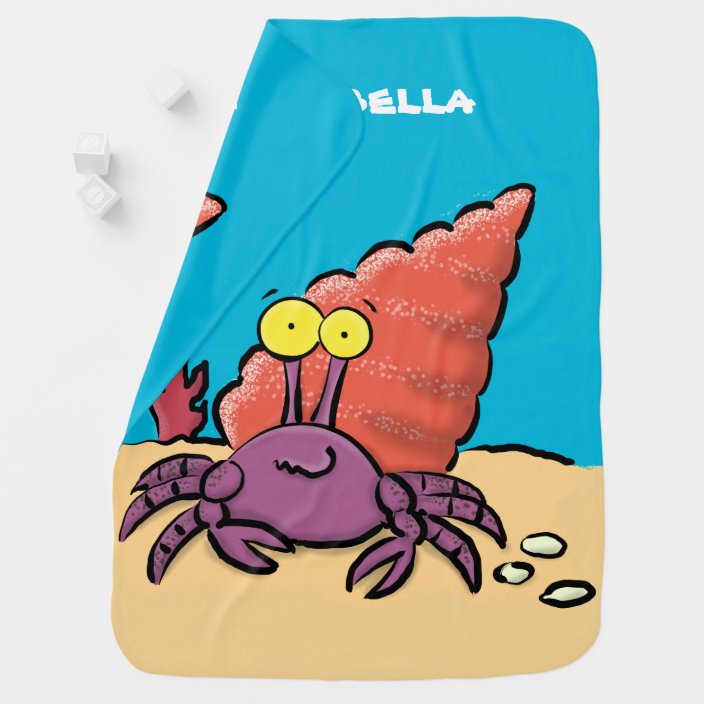 Funny cute purple cartoon hermit crab baby blanket Zazzle.co.uk