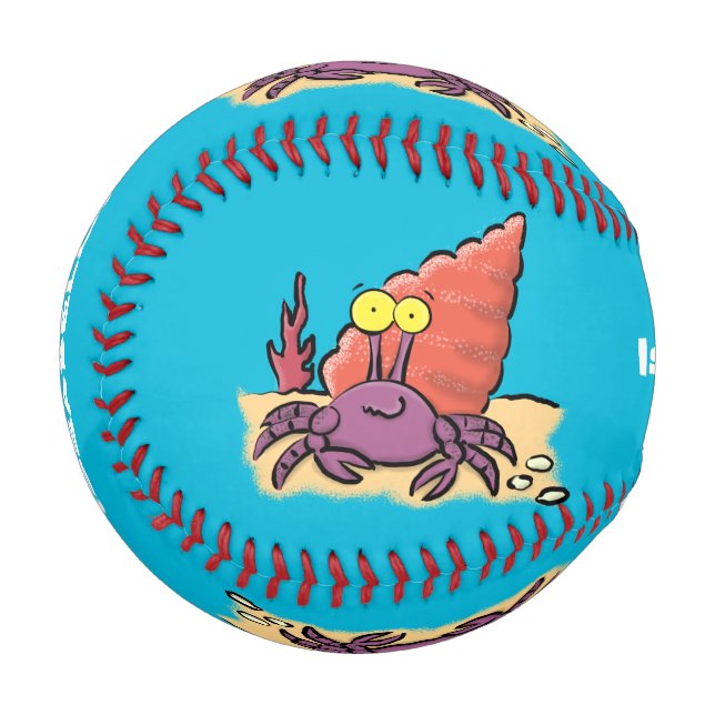 Funny cute purple cartoon hermit crab baseball (Front Left)