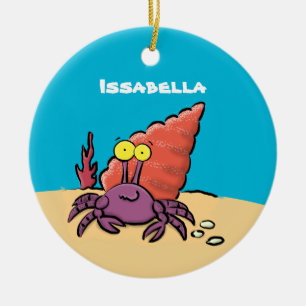Funny cute purple cartoon hermit crab ceramic tree decoration