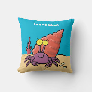 Funny cute purple cartoon hermit crab cushion