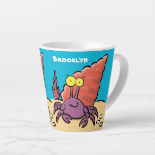 Funny cute purple cartoon hermit crab latte mug